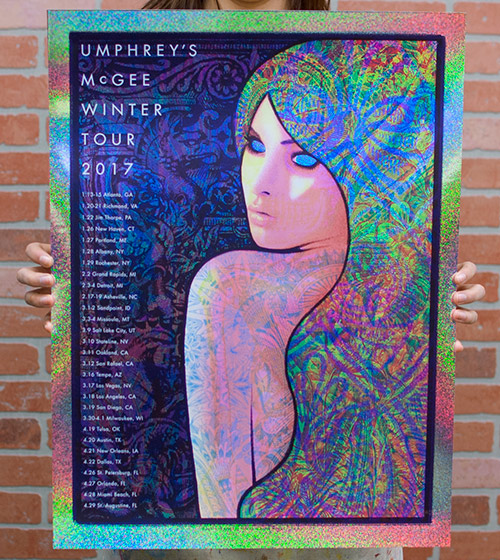 Umphrey's McGee official 2017 Winter Tour poster by Baker Prints - Sparkle Foil Variant