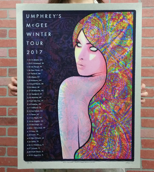 Umphrey's McGee official 2017 Winter Tour poster by Baker Prints - Artist Edition